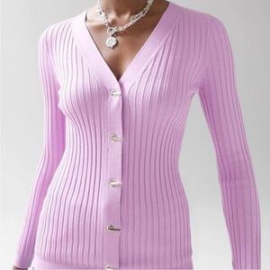 WHBM white house black market ribbed toggle cardigan sweater L